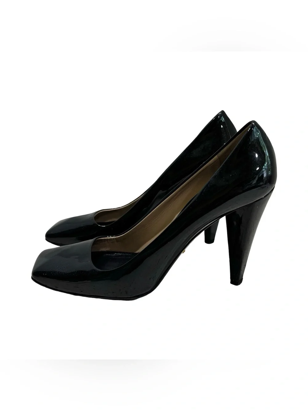 Prada Black Patent Leather Square Toe Pumps